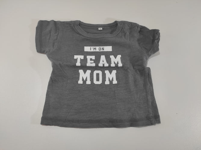 T-shirt m.c kaki  flammé, flocage blanc "i'm on team mom", moins cher chez Petit Kiwi