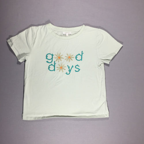 T-shirt m.c vert très clair - broderies "Good days", moins cher chez Petit Kiwi