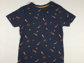 T-shirt m.c bleu marine - requins orange