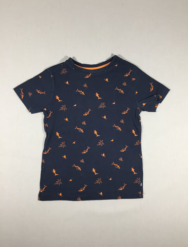 T-shirt m.c bleu marine - requins orange, moins cher chez Petit Kiwi