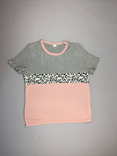 T-shirt m.c gris - léopard - rose, moins cher chez Petit Kiwi