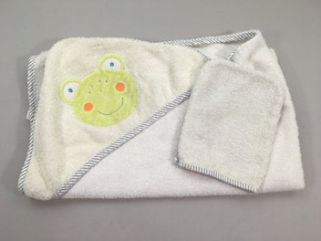 Cape de bain + gant de toilette blanc grenouille