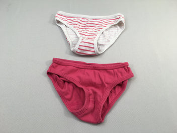 2 culottes blanc/roses rayé légèrement bouloché