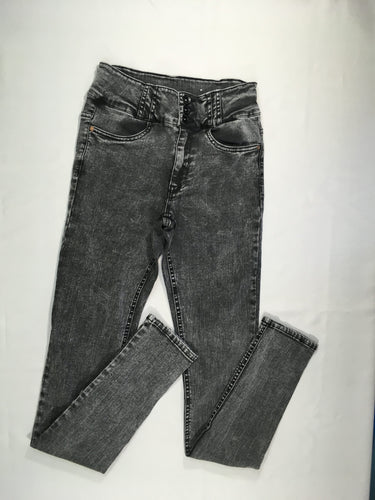 Jeans soft gris foncé, taille haute super slimfit, moins cher chez Petit Kiwi