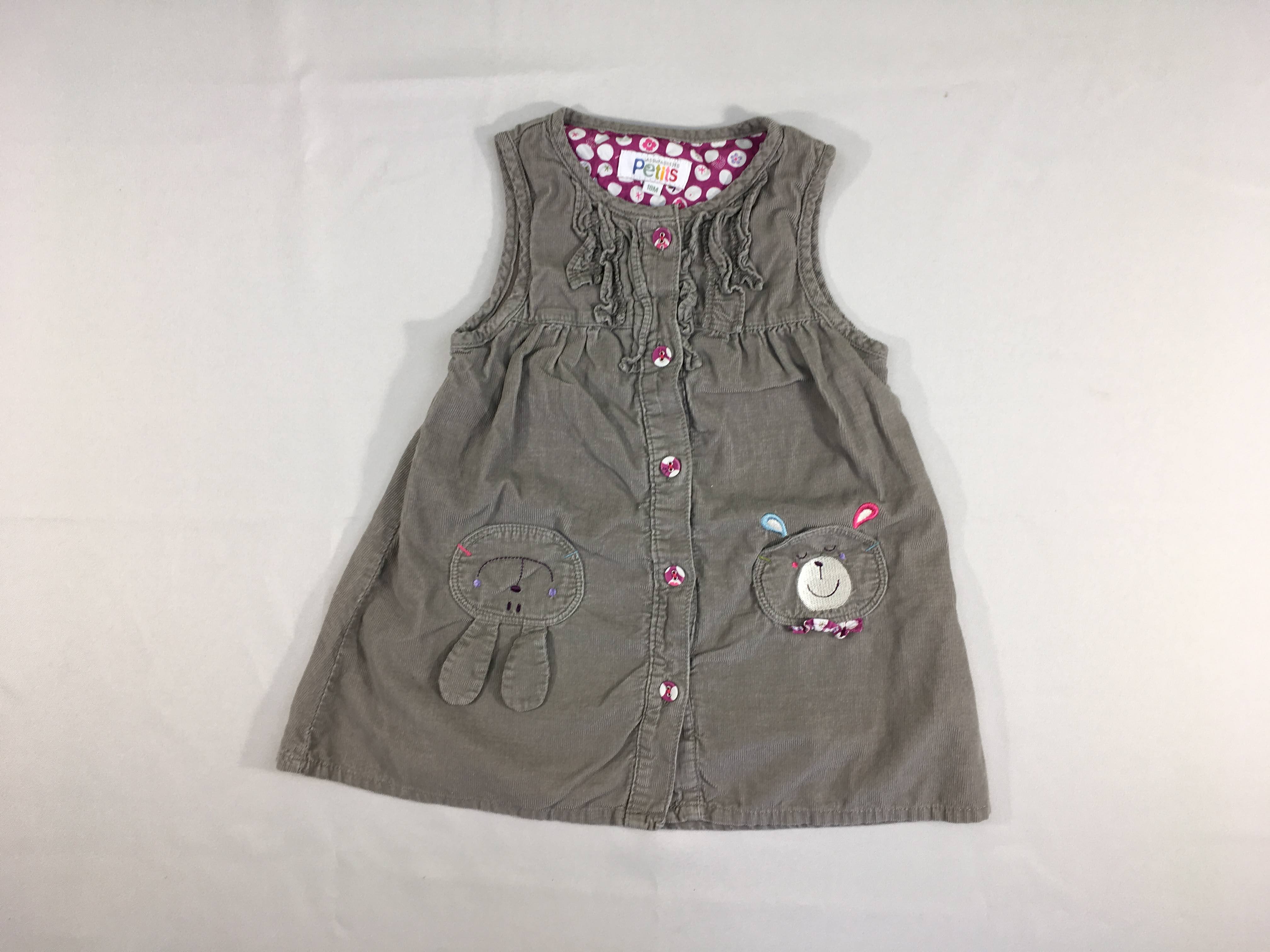 Robe s.m velours côtelé brun personnages