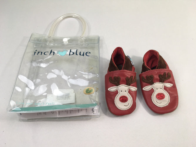 Chaussons cuir rouge renne, Inch Blue, S, moins cher chez Petit Kiwi