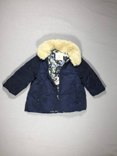 Manteau matelassé bleu marine - fourrure amovible - TB état, moins cher chez Petit Kiwi