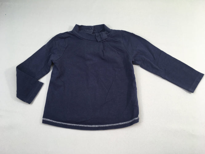 T-shirt col roulé bleu marine noeud, moins cher chez Petit Kiwi