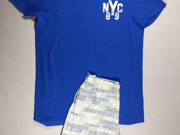 Pyjashort 2pcs jersey T-shirt m.c bleu - short NY