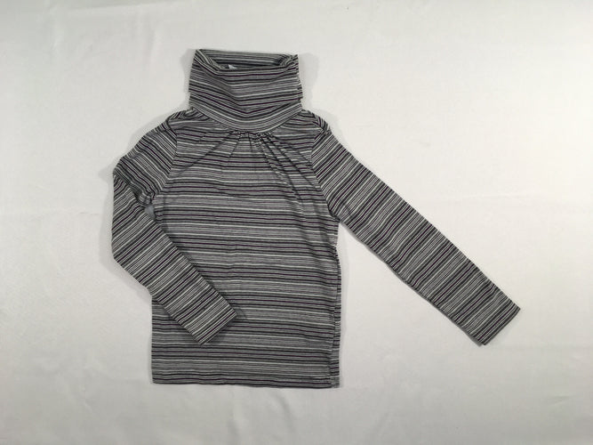 T-shirt m.l col roulé gris rayé mauve-gris, moins cher chez Petit Kiwi
