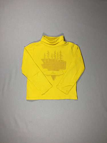 T-shirt col roulé jaune sapins, moins cher chez Petit Kiwi