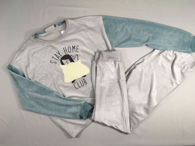 NEUF Pyjama 2pcs velours satiné texturé gris Home, moins cher chez Petit Kiwi