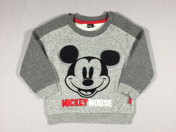 Sweat gris Mickey Mouse - manches texturées