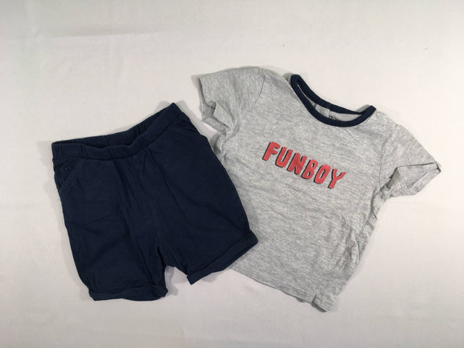Pyjashort 2pcs jersey gris chiné Funboy, moins cher chez Petit Kiwi