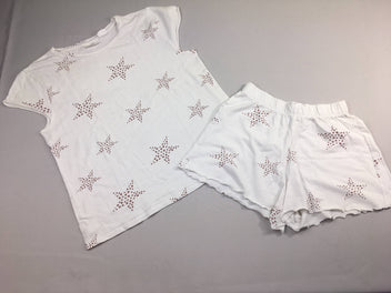 Pyjashort 2pcs jersey blanc étoiles-petite tache à relaver