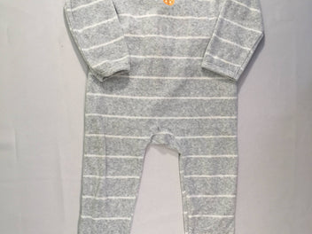 Pyjama velours gris chiné rayé chaton