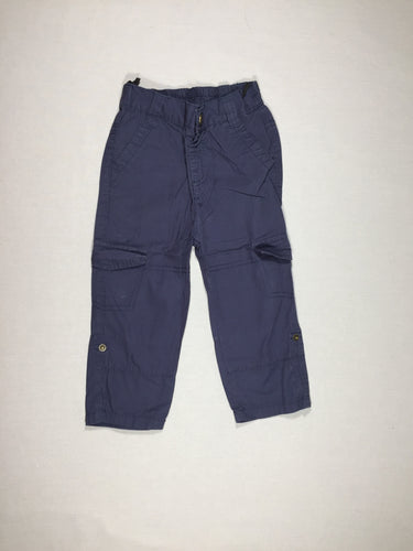 Pantalon fin en toile bleu marine poches appliquées, moins cher chez Petit Kiwi