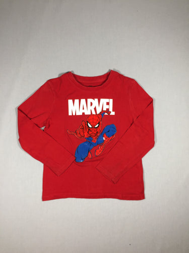 T-shirt m.l rouge MARVEL Spiderman - flocage gel, moins cher chez Petit Kiwi