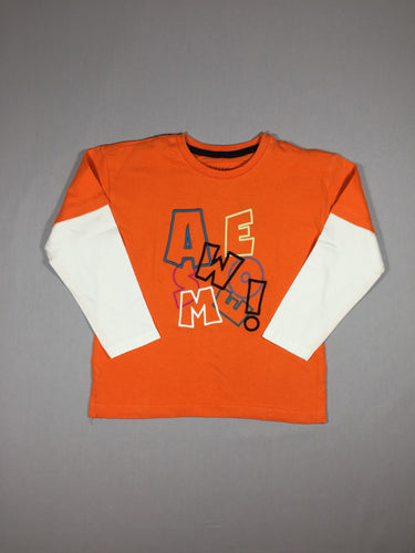 T-shirt m.l orange manches blanches, moins cher chez Petit Kiwi