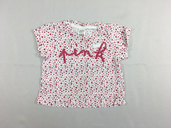 T-shirt m.c blanc fleurs pink poche