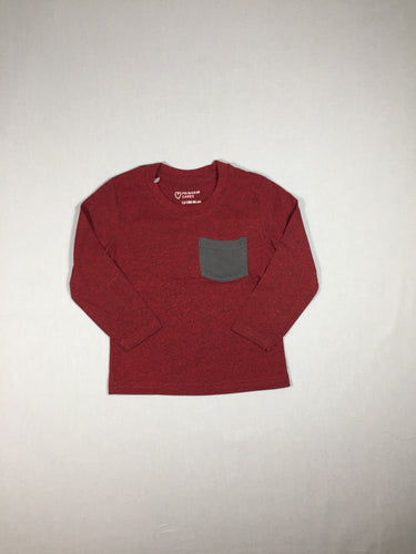 T-shirt m.l rouge chiné noir - poche appliquée, moins cher chez Petit Kiwi
