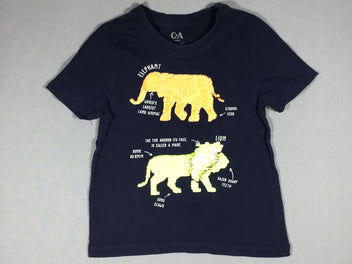 T-shirt m.c bleu marine éléphant et lion