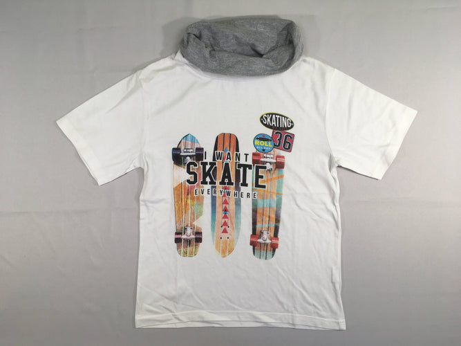 T-shirt m.c blanc Skate col montant-légèrement bouloché, moins cher chez Petit Kiwi