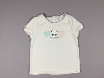T-shirt m.c blanc coeurs et panda