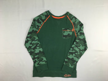 T-shirt m.l jersey vert flammé camouflage-orange