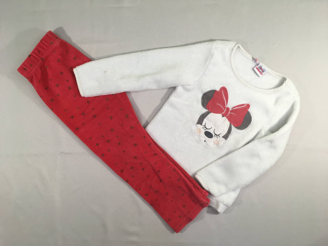 Pyjama 2pcs velours blanc-rouge Minnie, moins cher chez Petit Kiwi