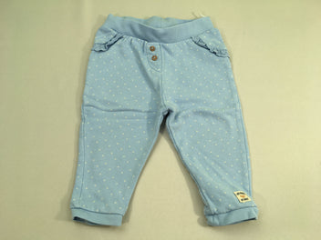 Pantalon molleton bleu pois blancs froufrous poches