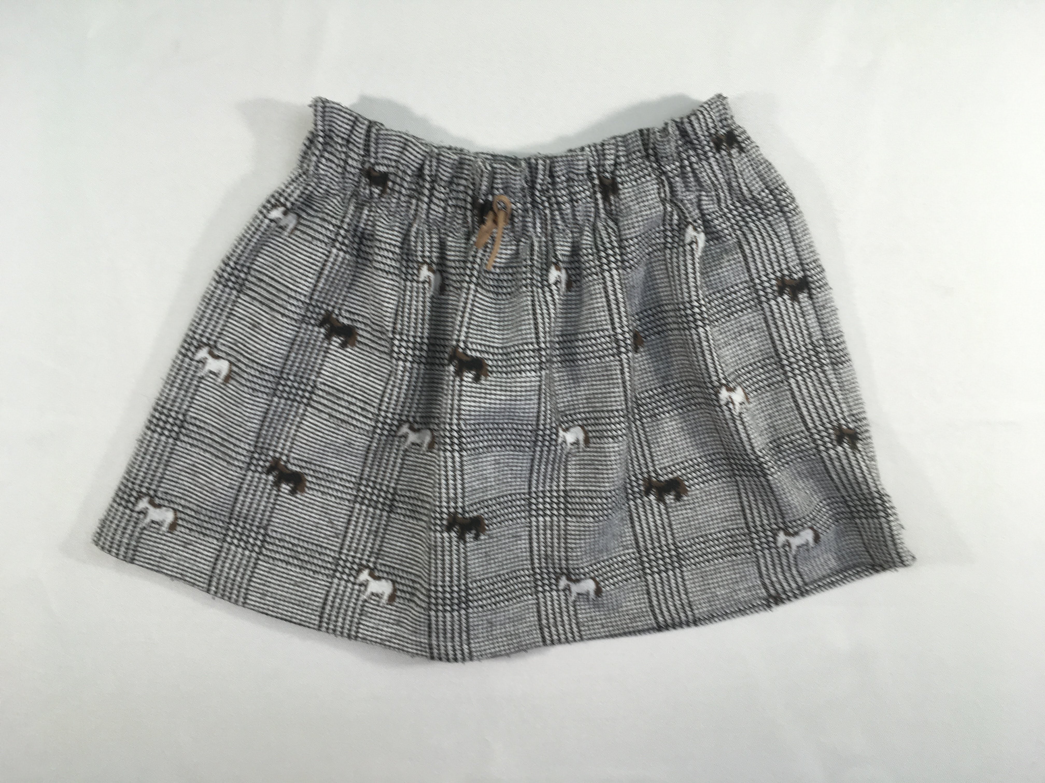 Jupe style tweed gris-brun chiens