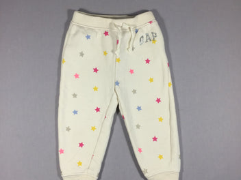 Pantalon blanc molleton étoiles colorées