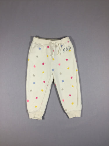 Pantalon blanc molleton étoiles colorées, moins cher chez Petit Kiwi