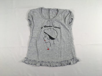 T-shirt m.c gris fille strass-coeur