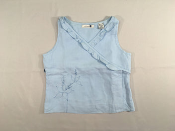 Blouse s.m bleu clair froufrou broderie