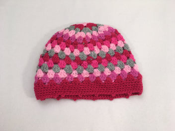 Bonnet tricot rose,blanc, gris