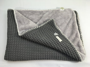 Couverture nid d'abeille/velours gris
