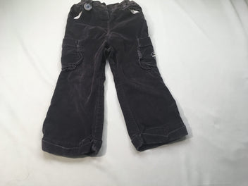Pantalon velours cotelé doublé jersey violet