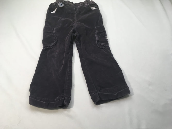 Pantalon velours cotelé doublé jersey violet, moins cher chez Petit Kiwi