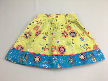 Jupe vert jaune/bleue à motifs