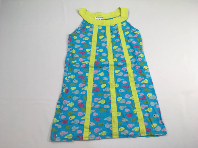 Robe s.m bleue/vert anis motifs poires, moins cher chez Petit Kiwi