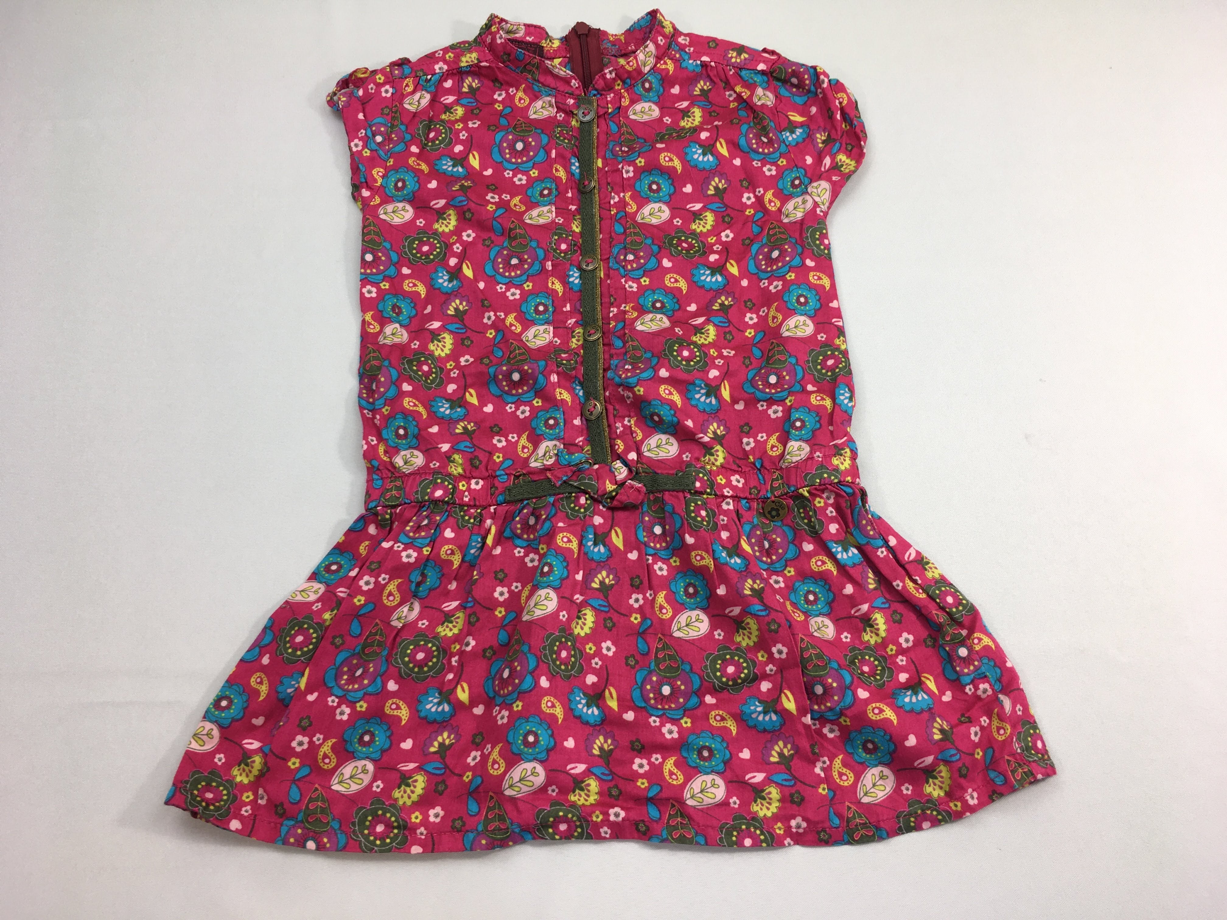 Robe m.c rose fuchsia  à fleurs