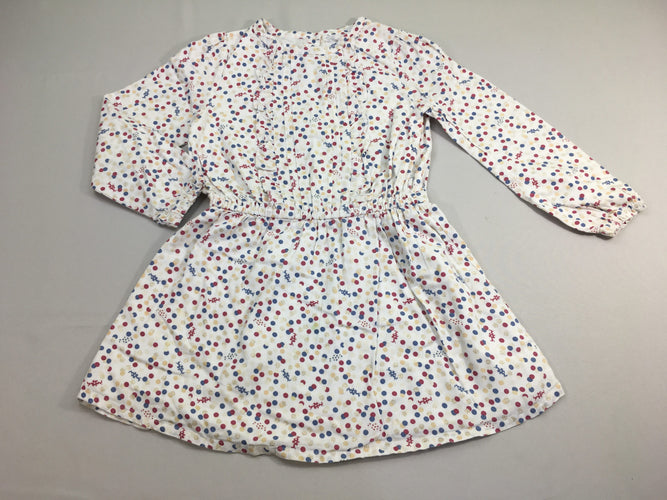 Robe m.l blanche pois rose, bleus dorés pailletés, moins cher chez Petit Kiwi