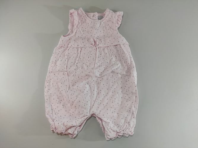 Combishort rose clair doublé jersey, étoiles grises, moins cher chez Petit Kiwi