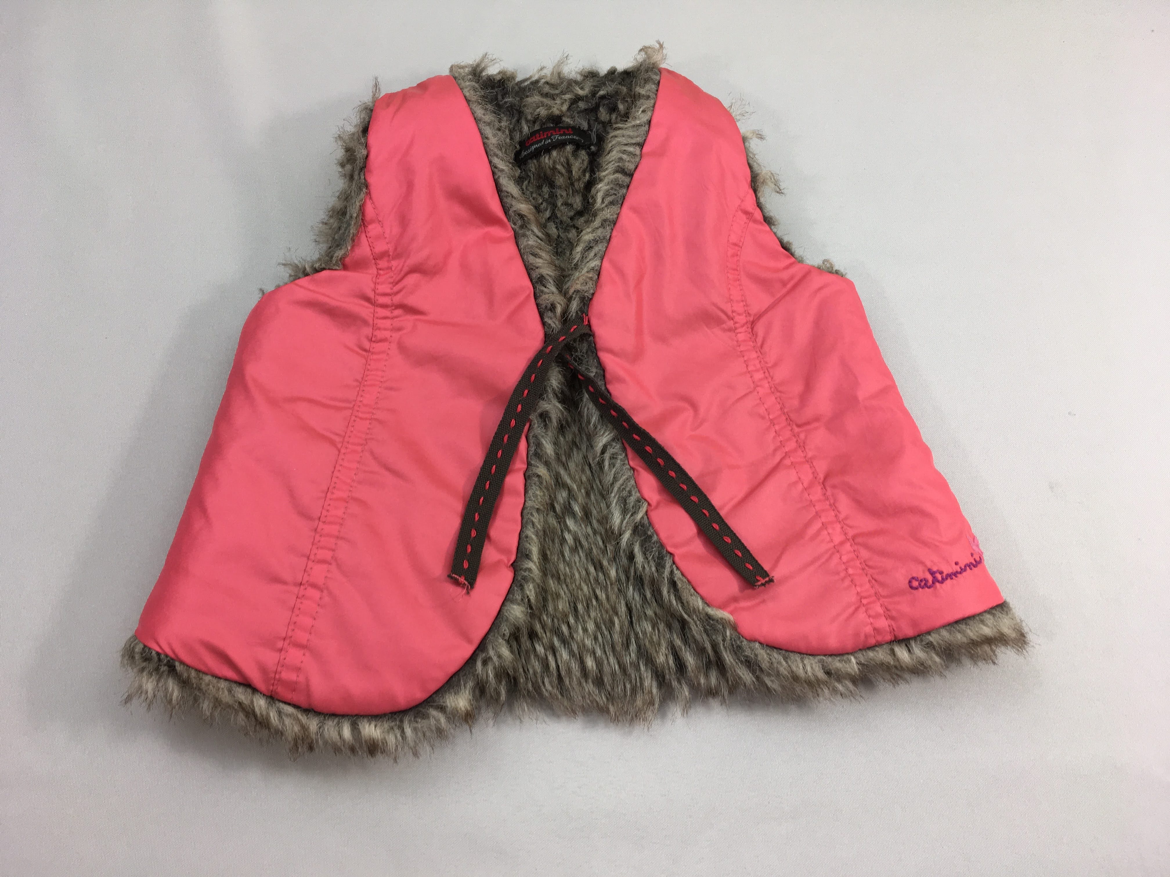Gilet s.m rose doubée fausse fourrure