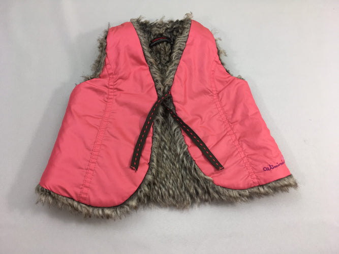 Gilet s.m rose doubée fausse fourrure, moins cher chez Petit Kiwi