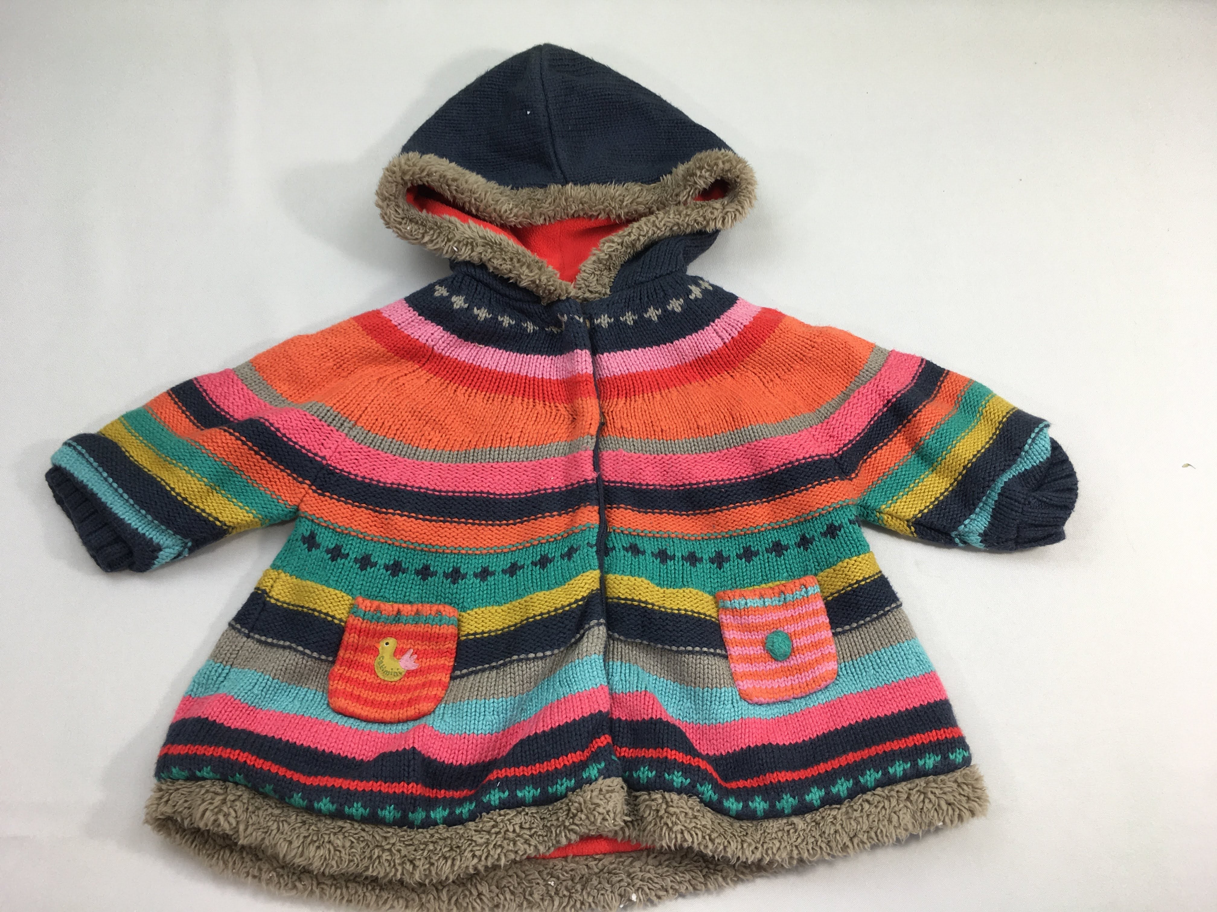 Gilet veste à capuche  lignés muticolore doublé velours