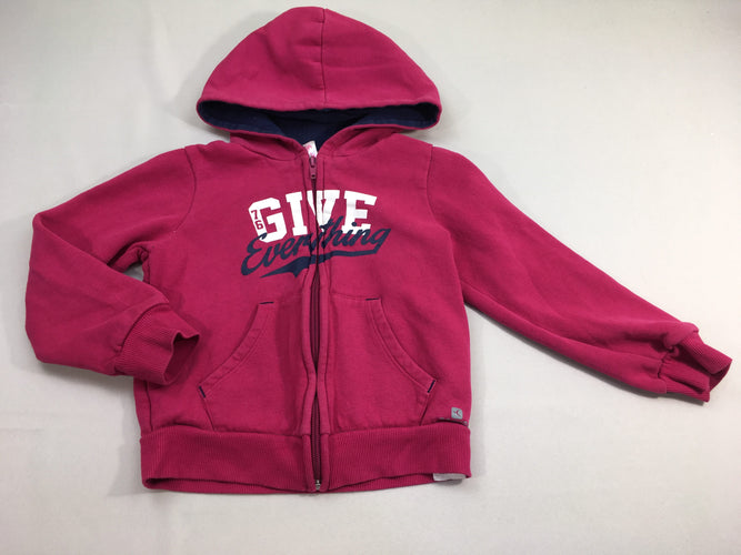 Sweat zippé à capuche rose "Give", moins cher chez Petit Kiwi
