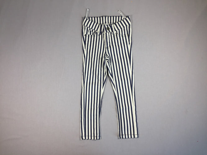 Pantalon ligné bleu marine et blanc, moins cher chez Petit Kiwi